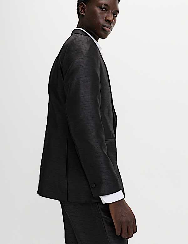 ז'קט טוקסידו מבריק בגזרה מחויטת ובטקסטורה - IL