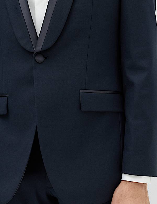 Tailored Fit Shawl Collar Tipped Tux Jacket - AL