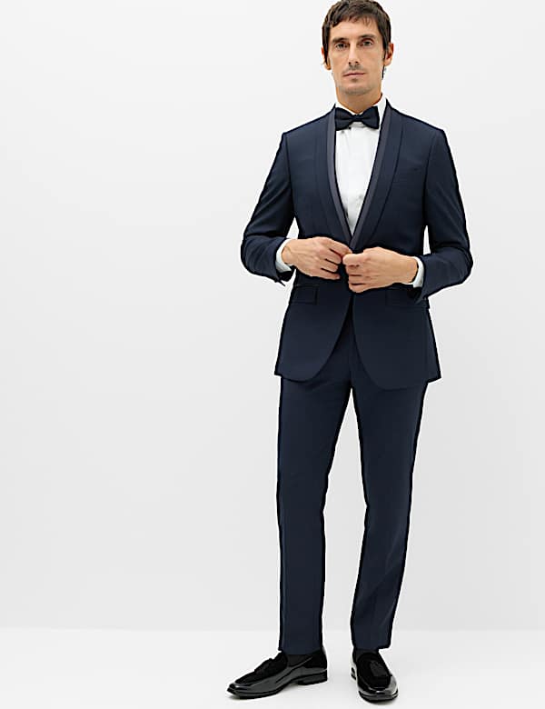 Tailored Fit Shawl Collar Tipped Tux Jacket - AL