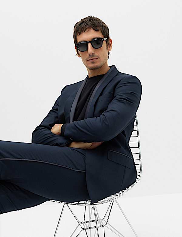 Tailored Fit Shawl Collar Tipped Tux Jacket - AL