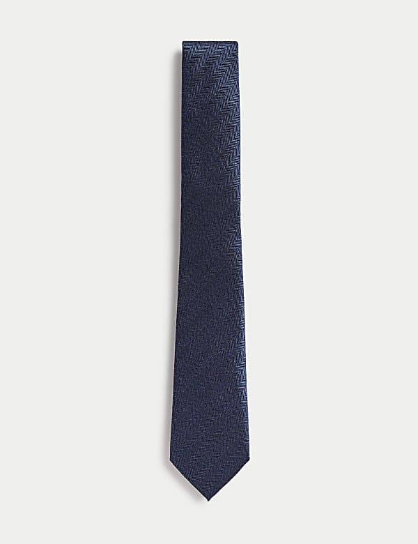 Slim Herringbone Italian Pure Silk Tie - GR