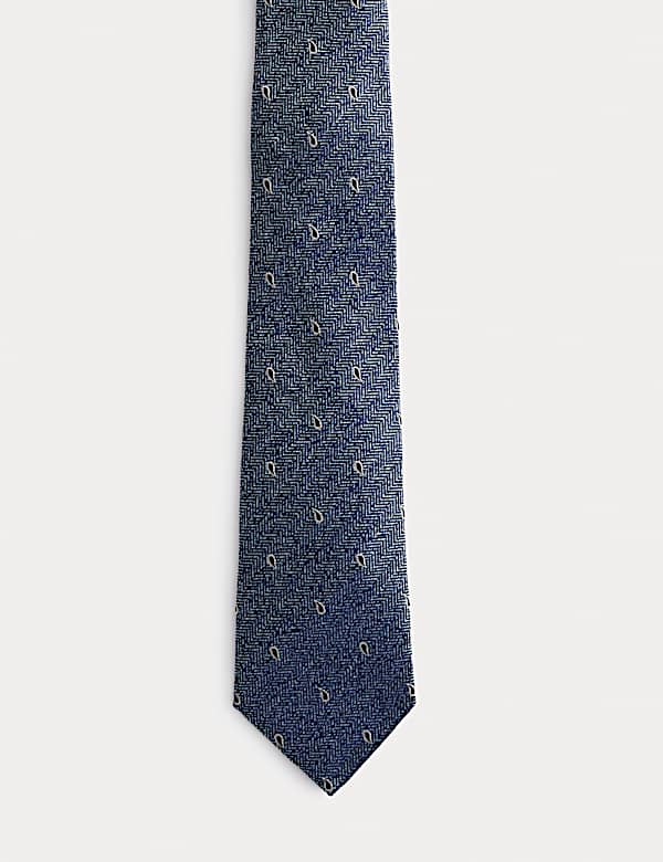 Cravate 100 % soie à motif cachemire et chevrons - CA