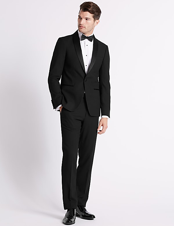 Black Slim Fit Textured Trousers