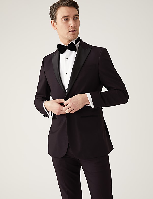 Burgundy Slim Fit Tuxedo Jacket