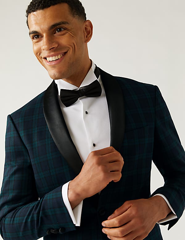 Buy Slim Fit Check Tuxedo Jacket at Marks Spencer