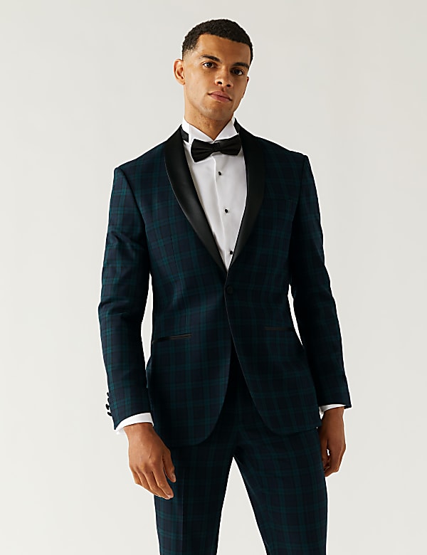 Slim Fit Check Tuxedo Jacket