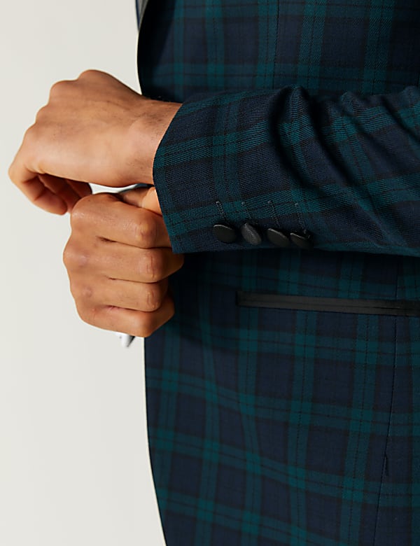 Slim Fit Check Tuxedo Jacket