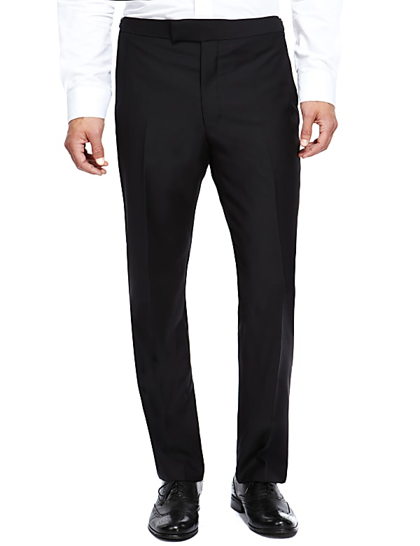 Black Tailored Fit Wool Rich Trousers - US