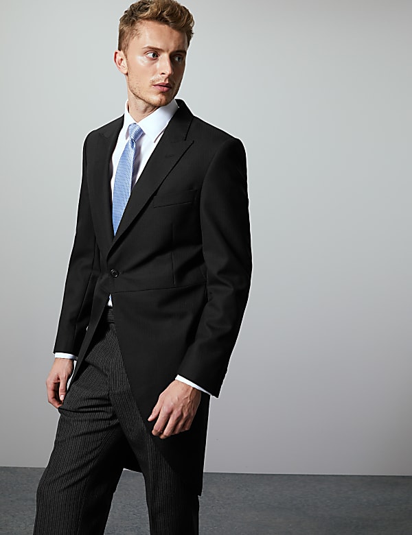 Black Regular Fit Wool Blend Jacket - CH