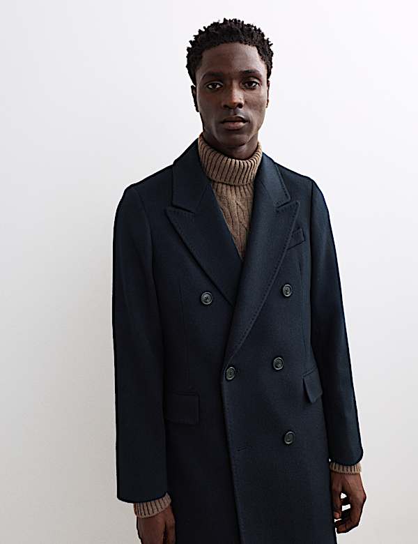 Manteau en mélange de cachemire et laine italienne à revers - CA