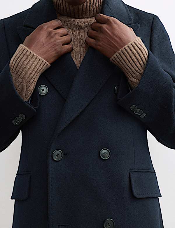 Manteau en mélange de cachemire et laine italienne à revers - CA