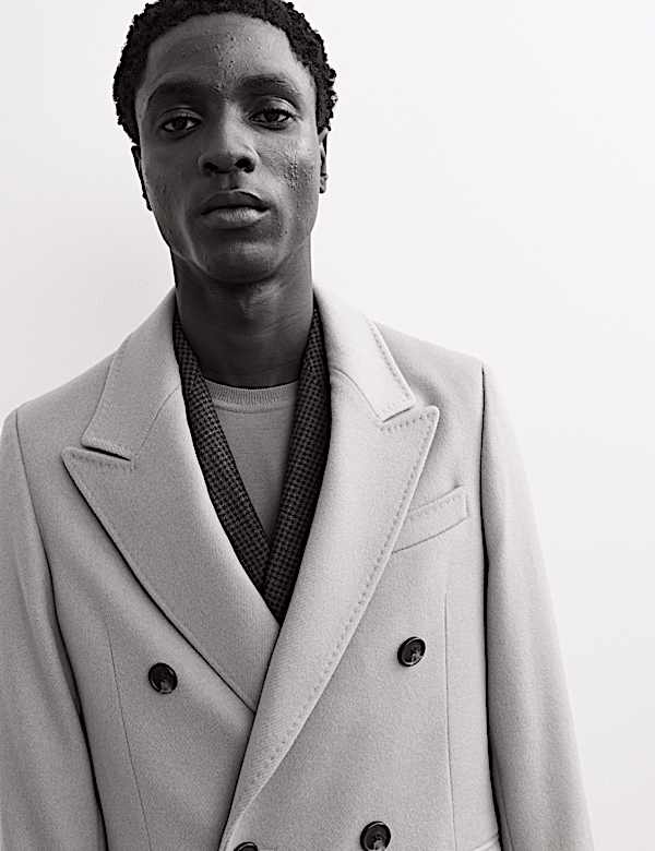 Manteau en mélange de cachemire et laine italienne à revers - FR