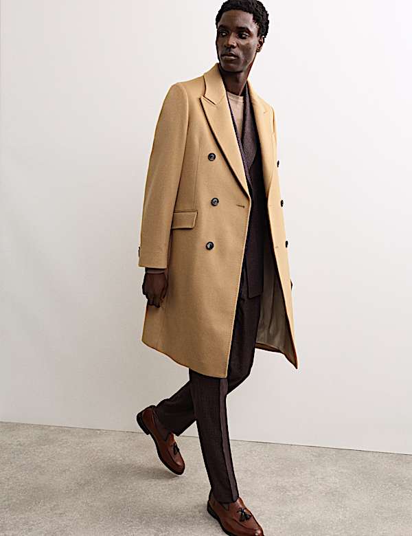 Manteau en mélange de cachemire et laine italienne à revers - FR