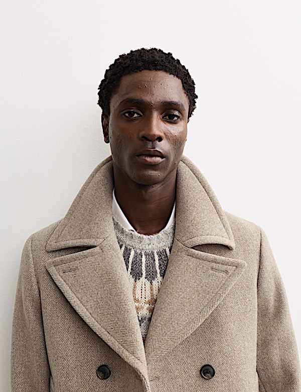 Chaquetón con solapa de lana italiana - ES