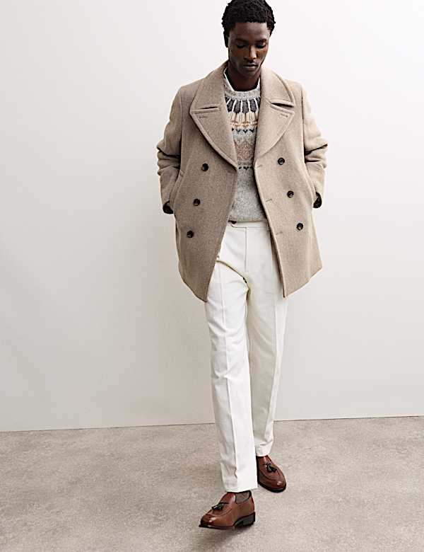 Chaquetón con solapa de lana italiana - ES