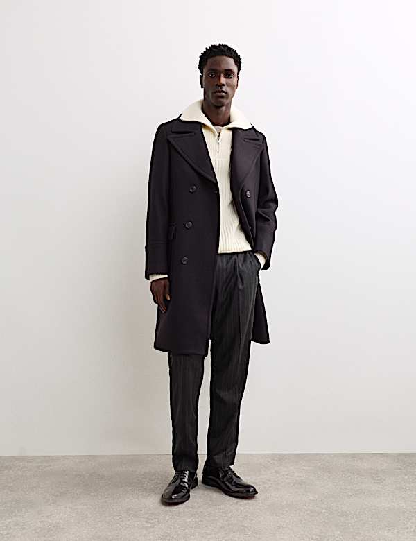 Manteau à revers en laine italienne - FR