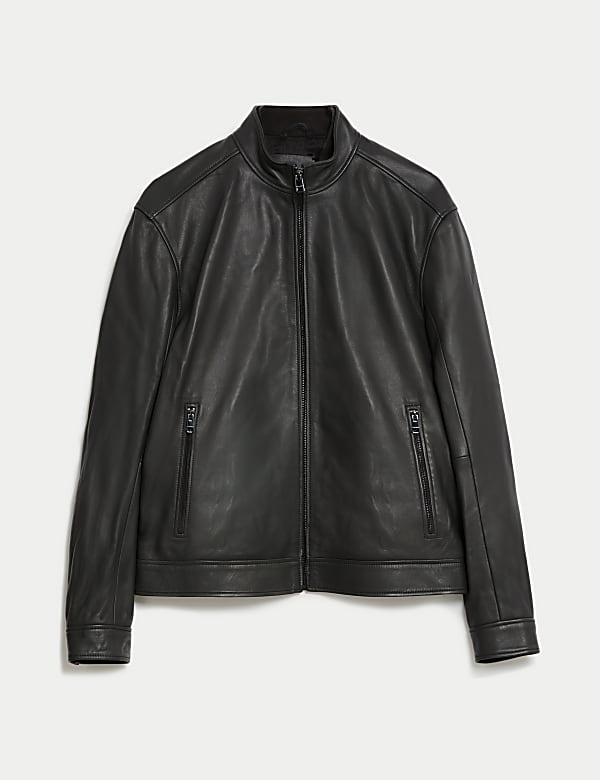 Leather Biker Jacket BLACK Jackets M S CY