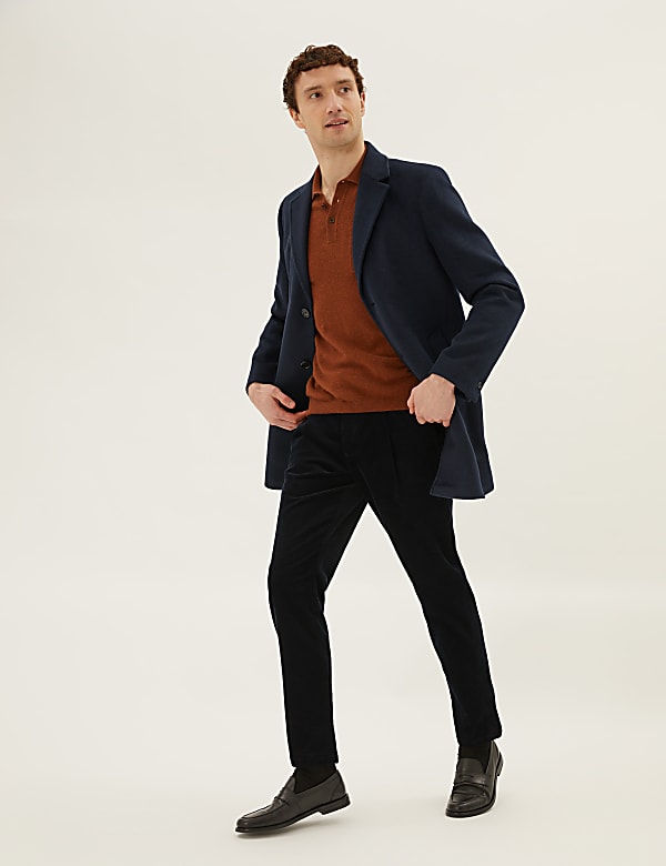 Wool Blend Revere Overcoat