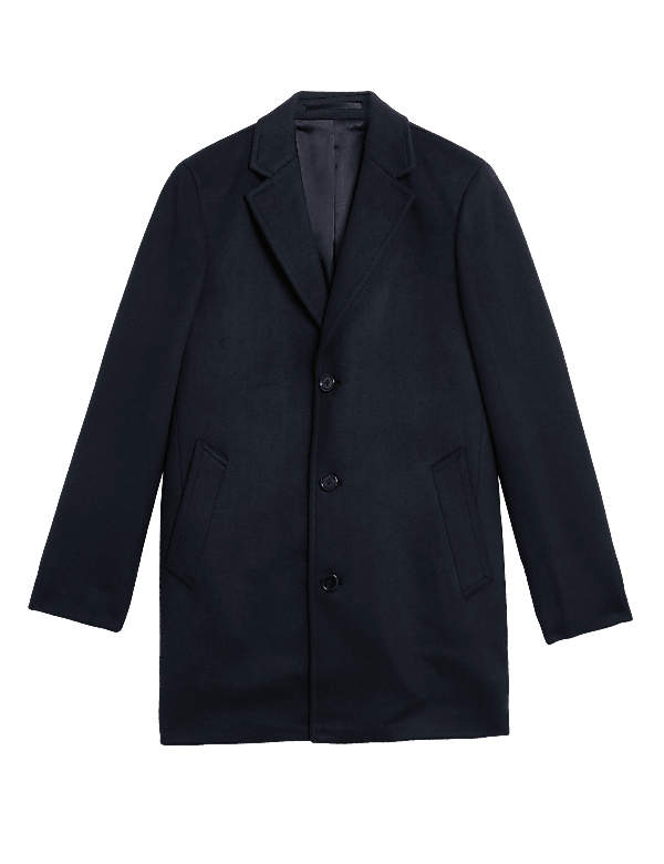 Wool Blend Revere Overcoat