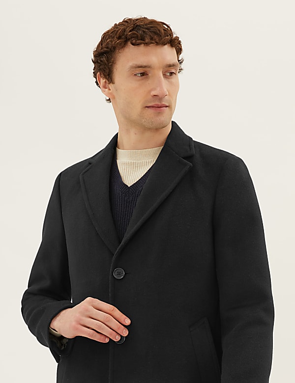 Wool Blend Revere Overcoat