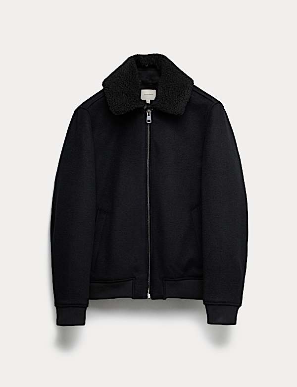 Blouson d'aviateur en laine mélangée - CA
