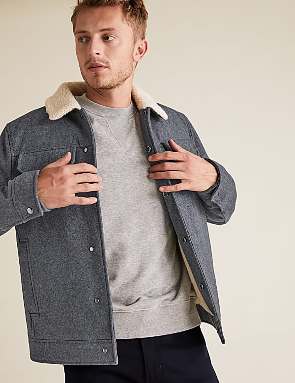 Wool Borg Lined Utility Coat