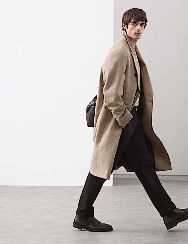 Wool Blend Long Haired Revere Coat