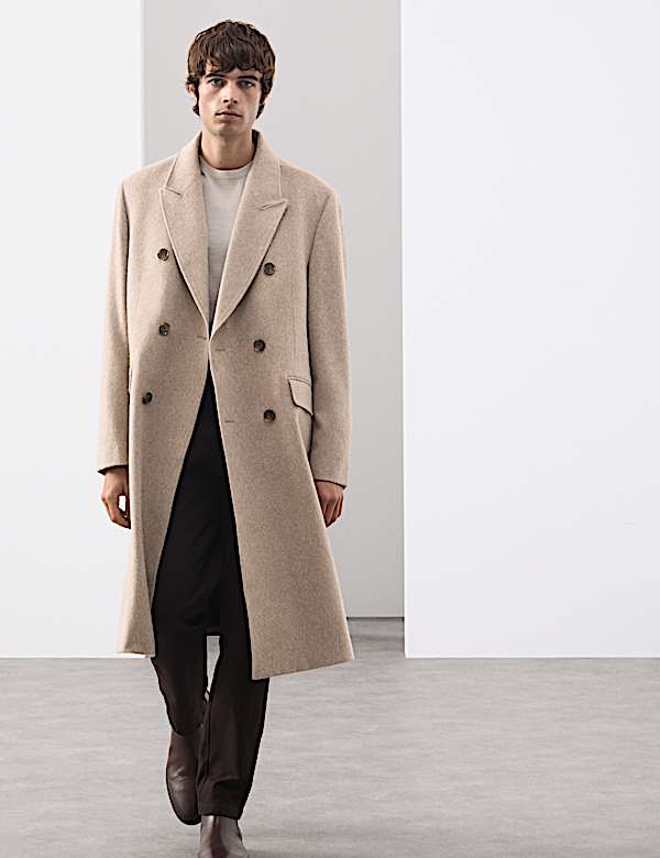 Wool Blend Long Haired Revere Coat