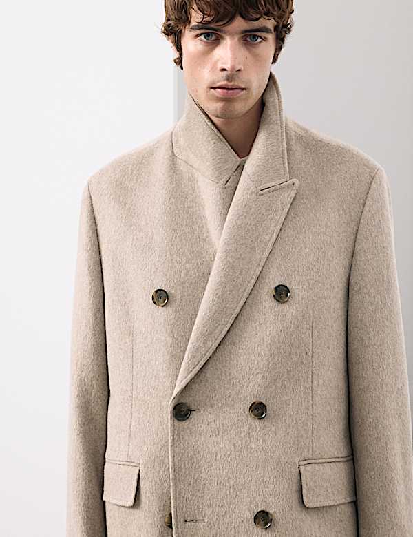 Wool Blend Long Haired Revere Coat