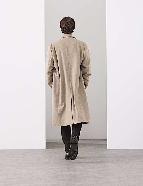 Wool Blend Long Haired Revere Coat