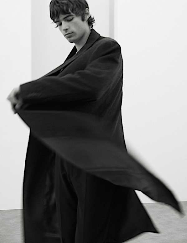 Manteau à poils longs en laine mélangée à revers - FR