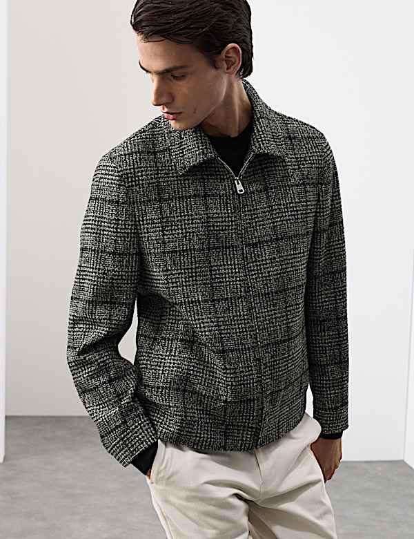 Wool Blend Harrington Jacket - FR