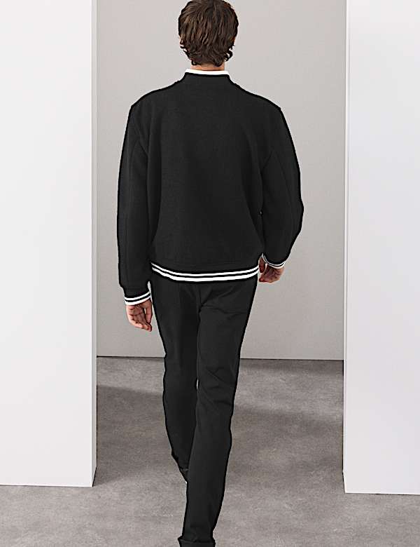 Wool Blend Varsity Bomber Jacket - AT