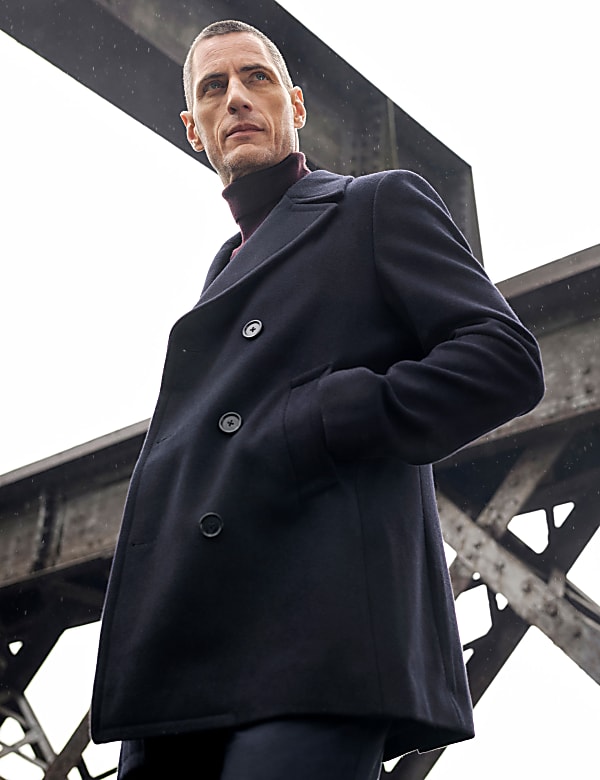 Wool Rich Peacoat NAVY Coats M S AL