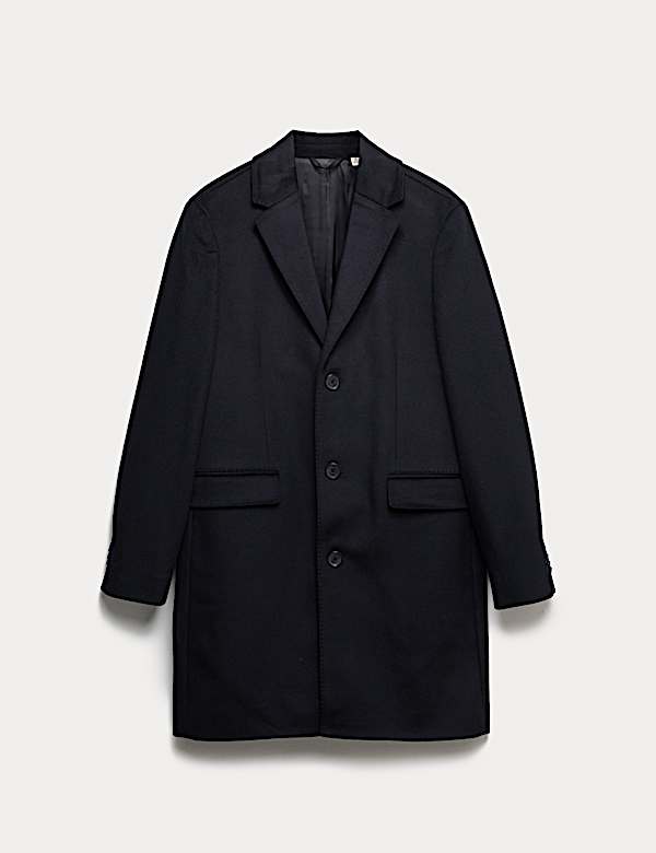 Wool Blend Revere Coat with Cashmere - RS