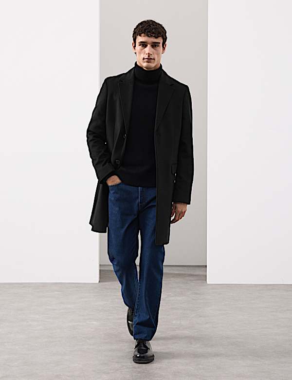 Παλτό με γιακά από σύμμεικτο μαλλί με κασμίρ - GR