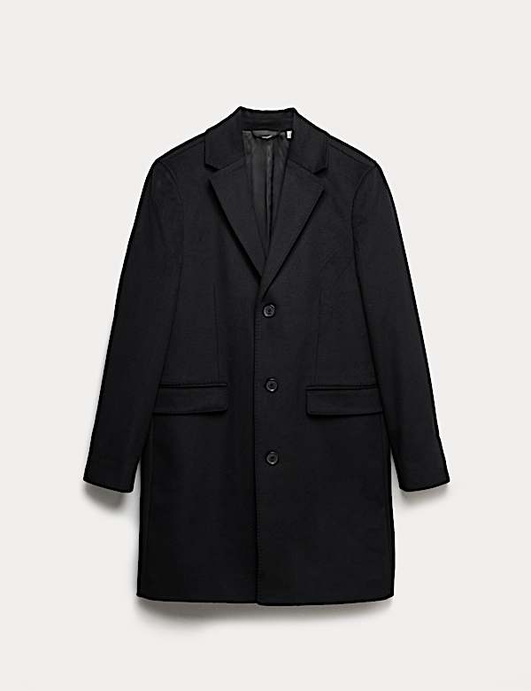 Wool Blend Revere Coat with Cashmere - US