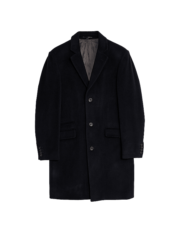 Wool Rich Revere Overcoat with Cashmere