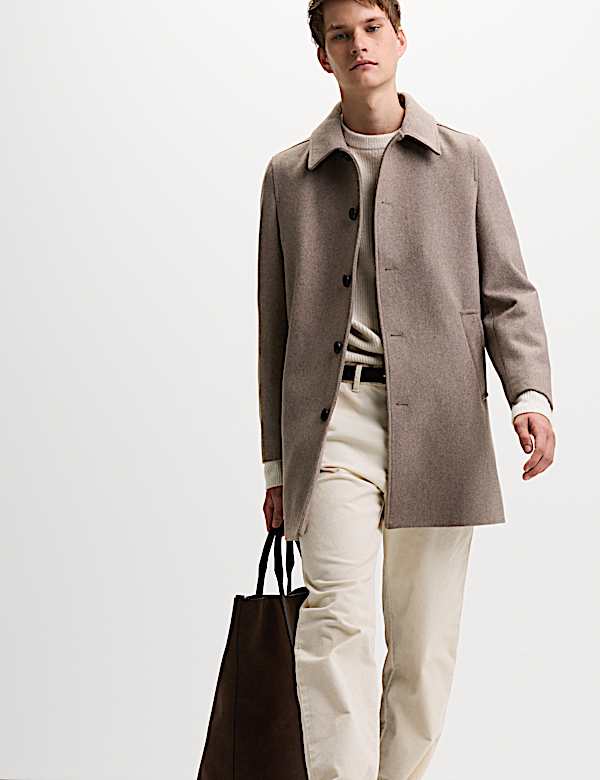 Wool Blend Double Collar Overcoat - GR