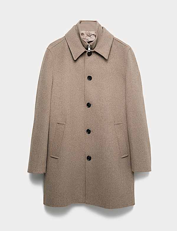Wool Blend Double Collar Overcoat - GR