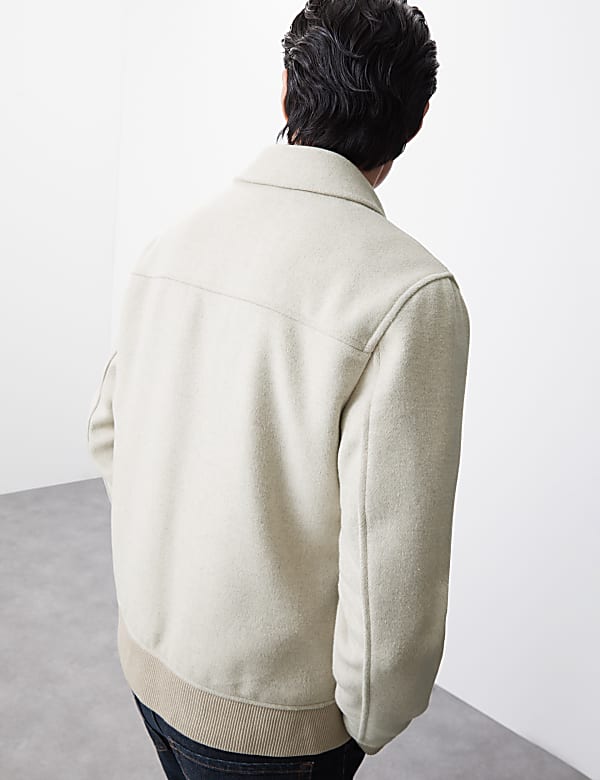 Wool Blend Harrington Bomber Jacket