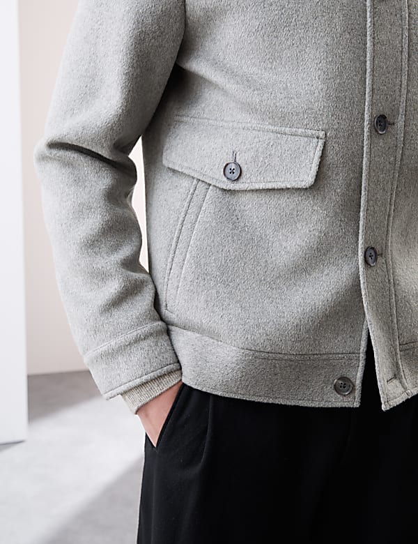 Wool Blend Funnel Neck Jacket