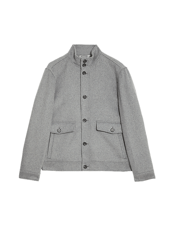 Wool Blend Funnel Neck Jacket