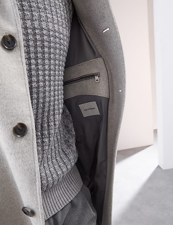 Wool Blend Funnel Neck Coat
