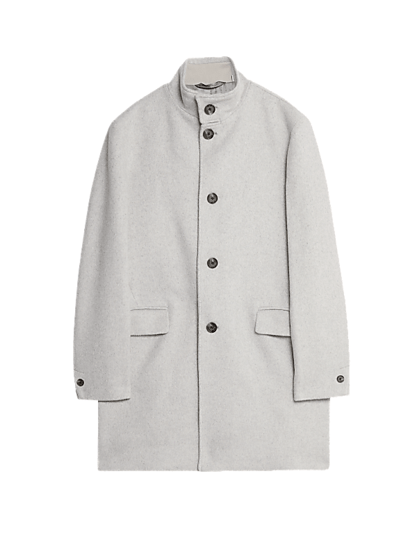 Wool Blend Funnel Neck Coat