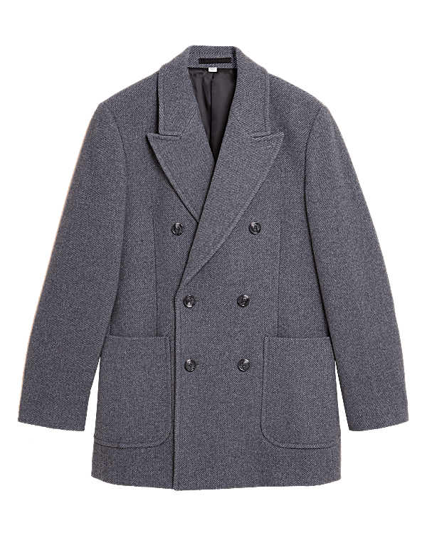 Wool Blend Double Breasted Overcoat