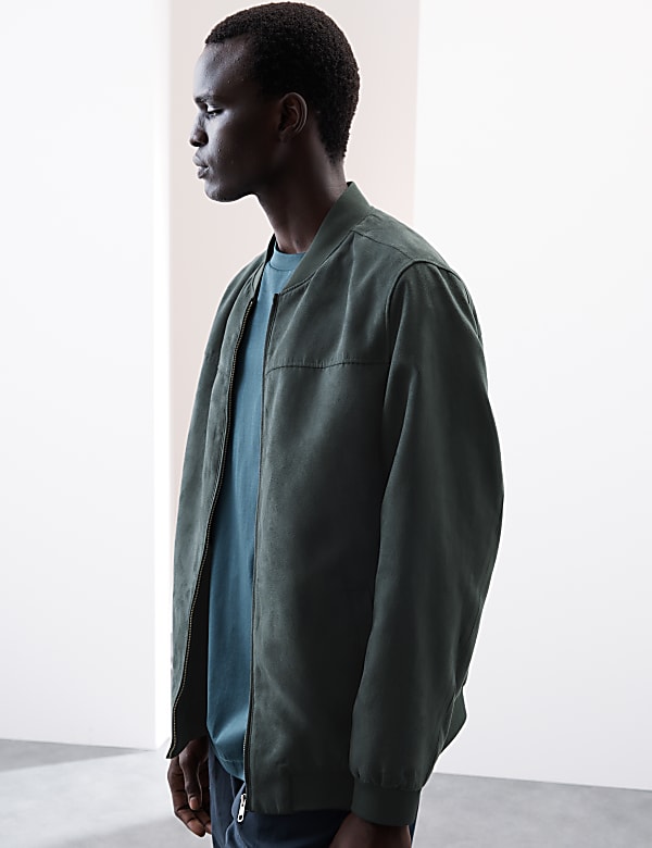 Faux Suede Bomber Jacket