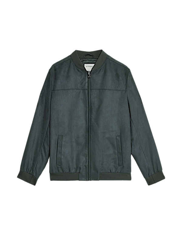 Faux Suede Bomber Jacket