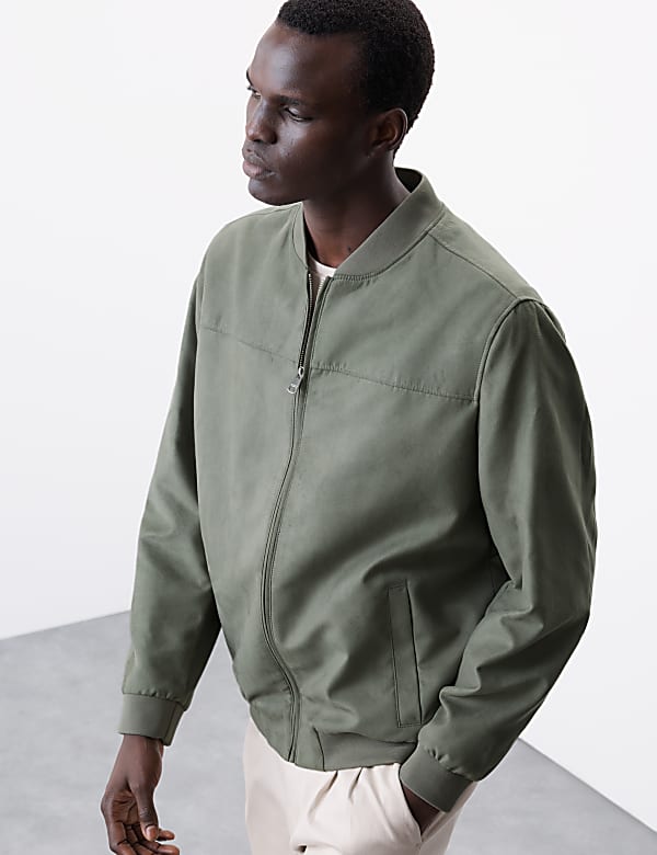 Faux Suede Bomber Jacket - VN