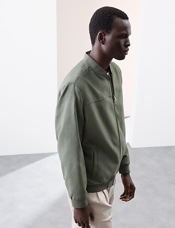 Faux Suede Bomber Jacket